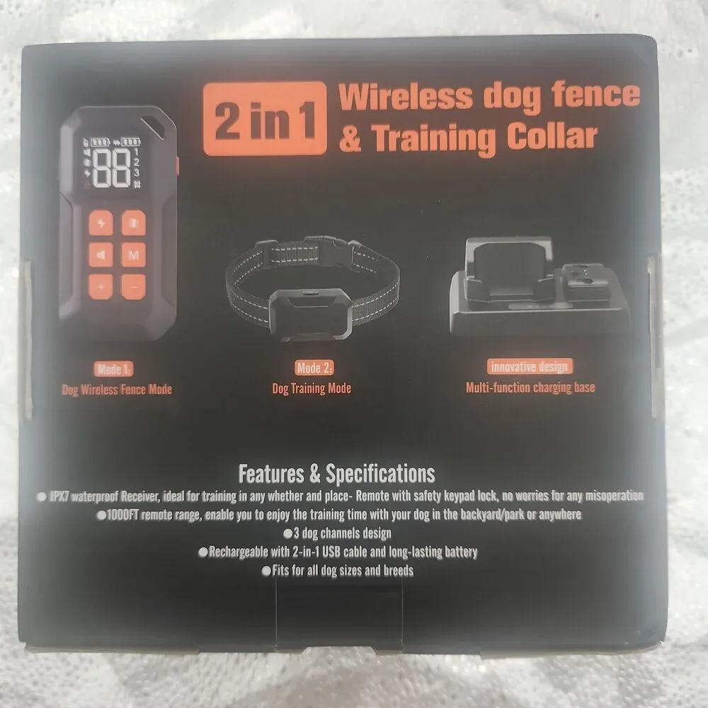 Dog Invisible Fence 2 In 1 Wireless Electric Remote Vibrating Train Collar NEW